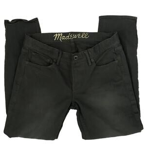 Madewell Olive Green Straight Leg Ankle Zipper Distressed Crop Jeans 28